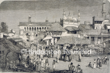 /data/Original Prints/Topography Views, City Views, Landscapes/LUCKNOW - BAZAAR OVER THE OLD BRIDGE NEAR THE GOOMTEE.jpg